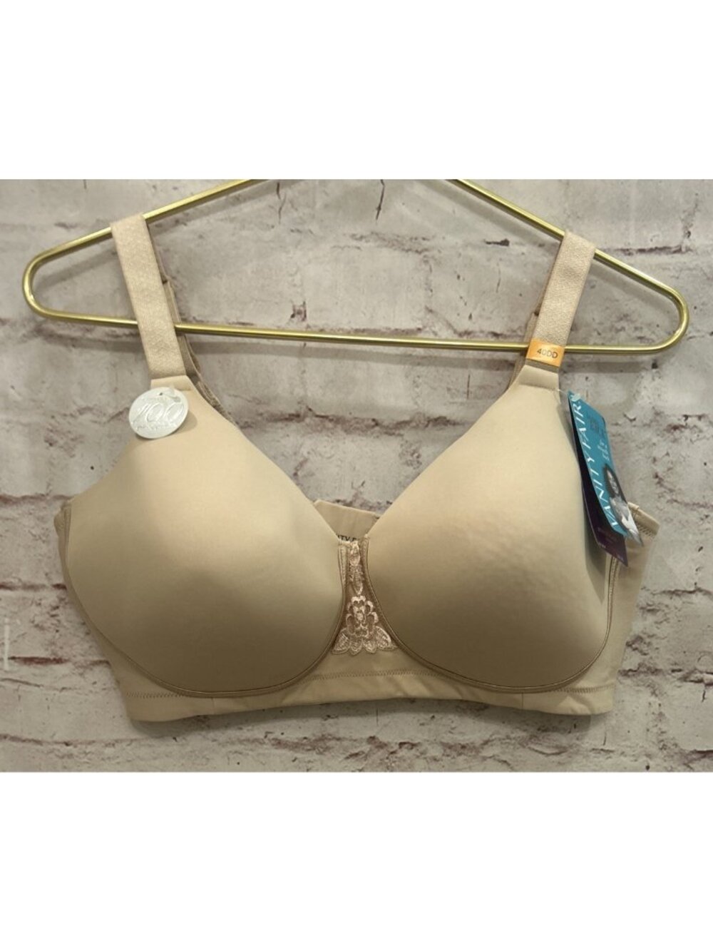 Vanity Fair 71380 Beauty Back Smoother Full Figure Wirefree Bra Nude 40DD NEW